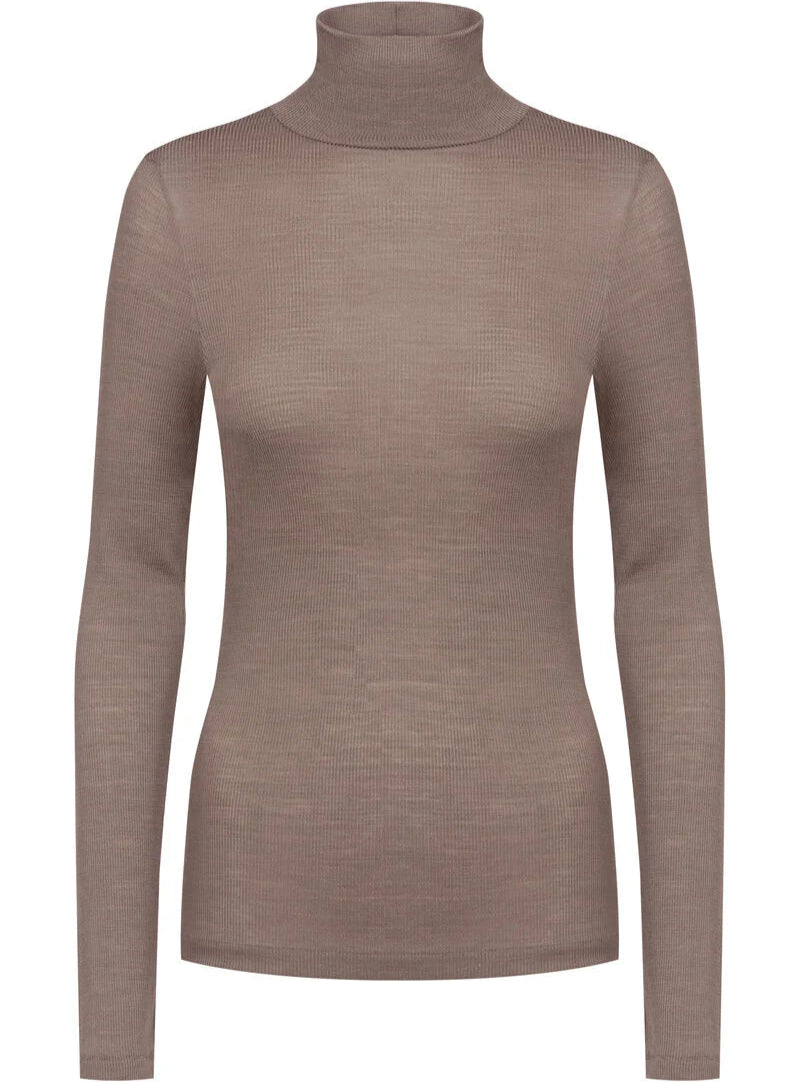 Ullundertøy pologenser høyhalset turtleneck, merinoull silke genser trøye, taupe beige wool love Mey, Frilin undertøy norge dame