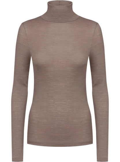 Ullundertøy pologenser høyhalset turtleneck, merinoull silke genser trøye, taupe beige wool love Mey, Frilin undertøy norge dame