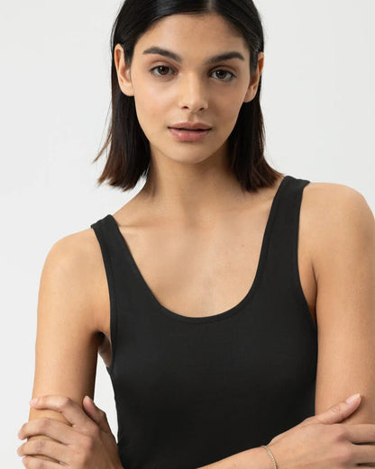 Tank topp rund hals svart, Modal Pure Mey black, Frilin undertøy 