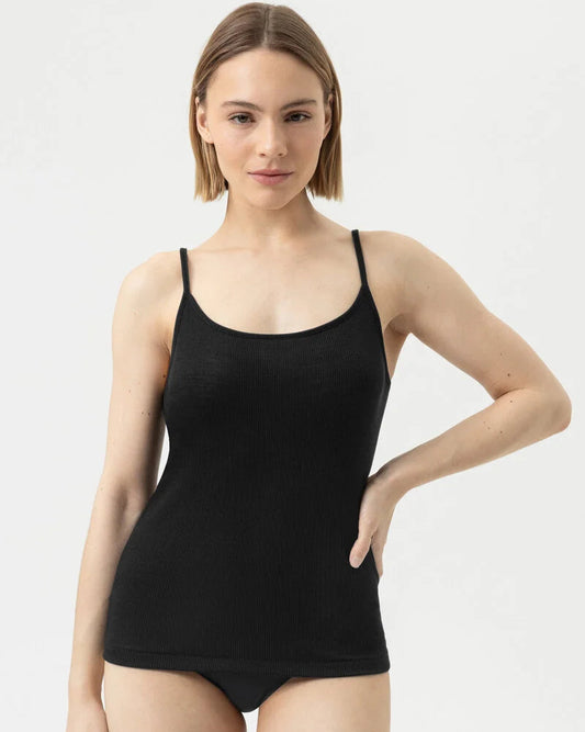 Ullundertøy merinoull silke, singlet spaghetti topp svart wool love Mey, Frilin undertøy norge dame