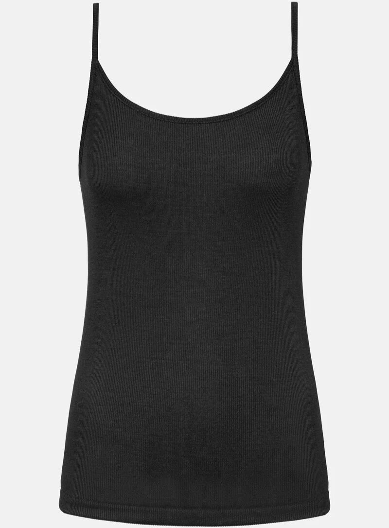 Ullundertøy merinoull silke, singlet spaghetti topp svart wool love Mey, Frilin undertøy norge dame