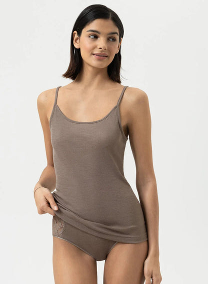 Ullundertøy merinoull silke, singlet spaghetti topp taupe beige wool love Mey, Frilin undertøy norge dame