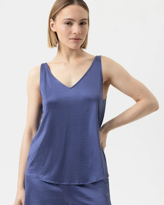Pysjamas Camisole tank topp, so elegant Mey blå blue viskose bomull, nattøy norge dame frilin