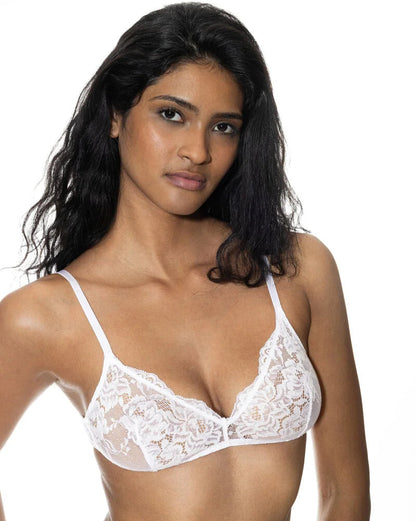 Spilefri BH triangel wireless, bomull mey cotton lace, hvit white, undertøy frilin norge