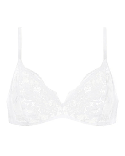 Spilefri BH triangel wireless, bomull mey cotton lace, hvit white, undertøy frilin norge