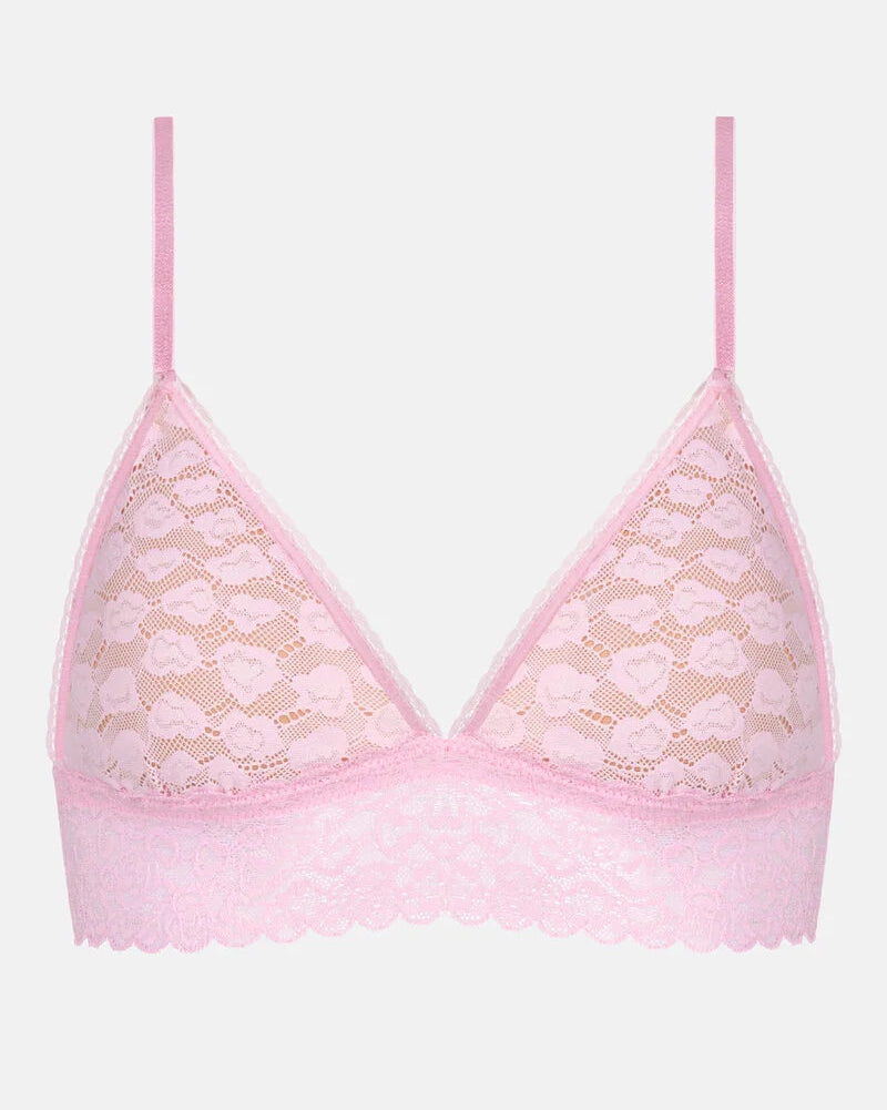 Bralette topp triangel BH wireless spilefri, mey savage lace soft pink rosa, frilin dame norge