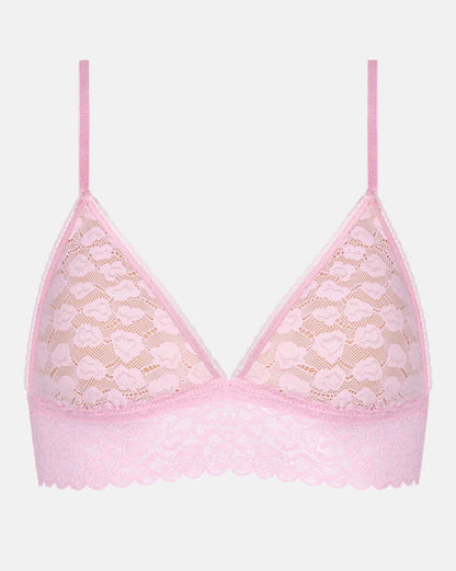 Bralette topp triangel BH wireless spilefri, mey savage lace soft pink rosa, frilin dame norge