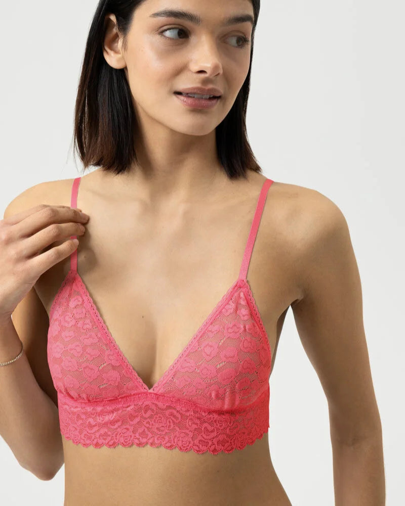 Bralette triangel BH wireless spilefri, mey savage lace hot paradise pink rosa, frilin dame norge