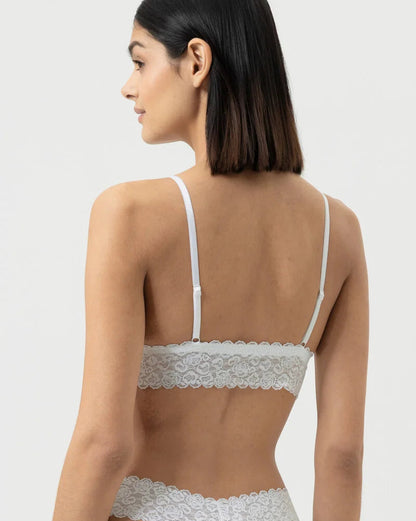 Bralette topp triangel BH wireless spilefri, mey savage lace white hvit, frilin dame norge