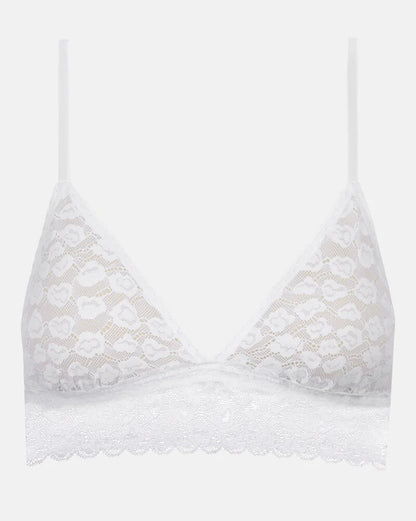 Bralette topp triangel BH wireless spilefri, mey savage lace white hvit, frilin dame norge