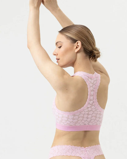 Bralette topp bustier BH wireless spilefri, mey savage lace soft pink rosa frilin dame norge