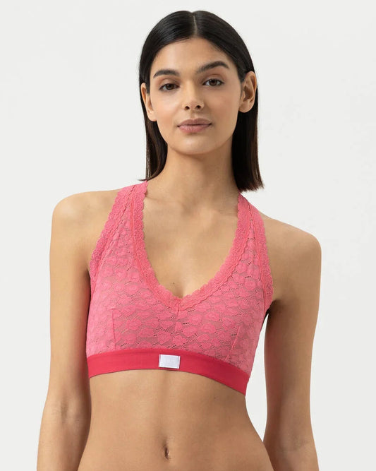 Bralette topp bustier BH wireless spilefri, mey savage lace hot paradise pink rosa frilin dame norge