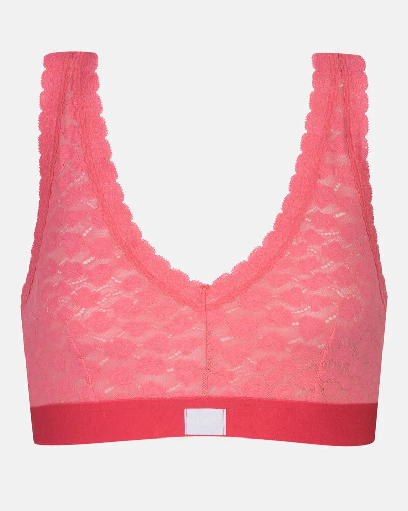 Bralette topp bustier BH wireless spilefri, mey savage lace hot paradise pink rosa frilin dame norge