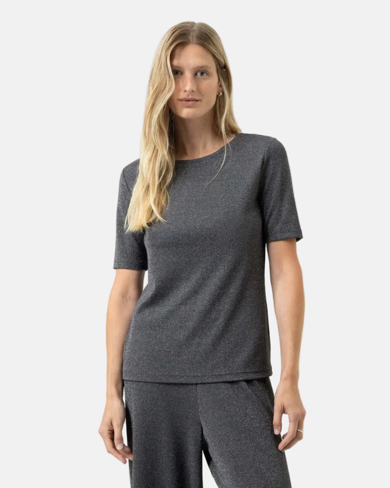 T-skjorte topp loungewear komfortabel, Mey Sparkling rib grå grey viskose, undertøy norge dame frilin