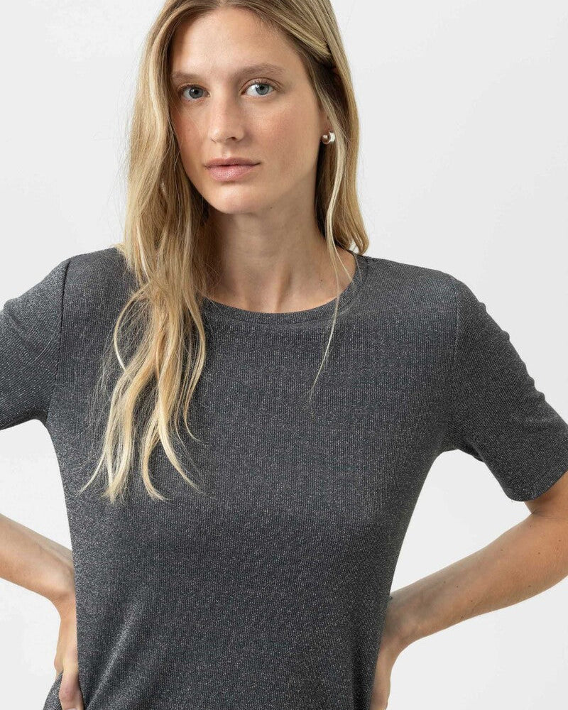 T-skjorte topp loungewear komfortabel, Mey Sparkling rib grå grey viskose, undertøy norge dame frilin
