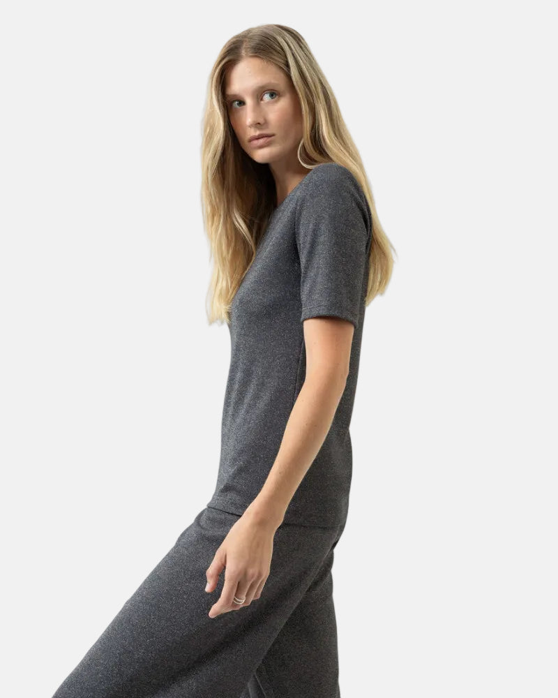 T-skjorte topp loungewear komfortabel, Mey Sparkling rib grå grey viskose, undertøy norge dame frilin