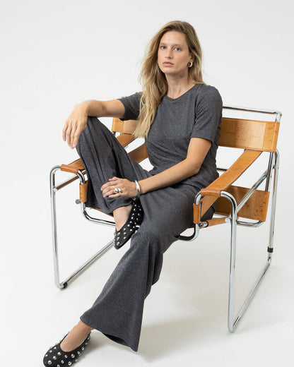 T-skjorte topp loungewear komfortabel, Mey Sparkling rib grå grey viskose, undertøy norge dame frilin