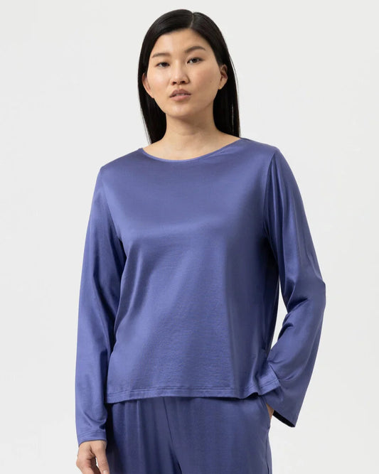 Pysjamas genser loungewear viskose nattøy, blå blue pure shine Mey, norge dame frilin