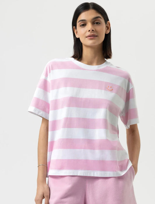 T-skjorte striper loungewear Mey, rosa soft pink bomull cotton, Nattøy undertøy dame norge frilin