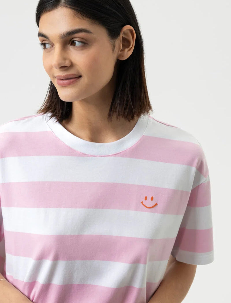 T-skjorte striper loungewear Mey, rosa soft pink bomull cotton, Nattøy undertøy dame norge frilin