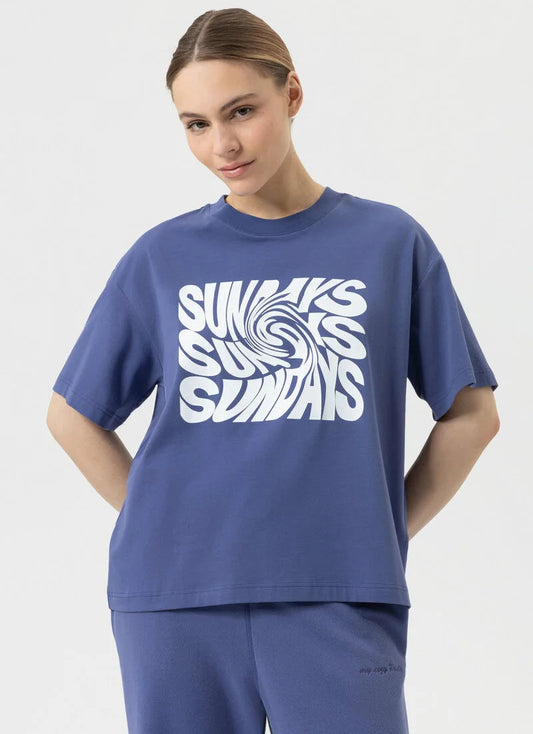 T-skjorte loungewear Mey, blå blue bomull cotton, Nattøy undertøy dame norge frilin