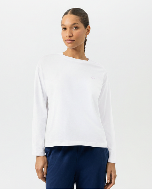 Sweatshirt jumper genser loungewear Mey solid love, hvit white bomull cotton, Nattøy undertøy dame norge frilin