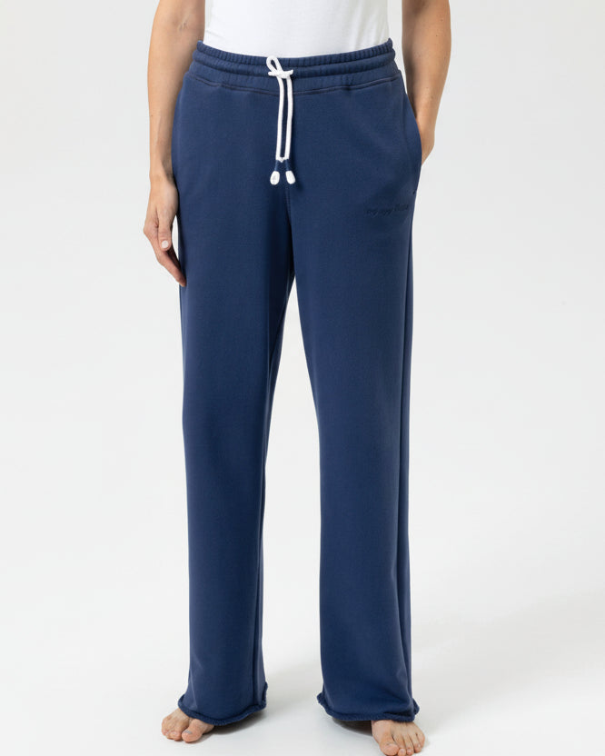 Joggebukse vid løs baggy loungewear Mey mellow cotton, blå navy bomull, Nattøy undertøy dame norge frilin