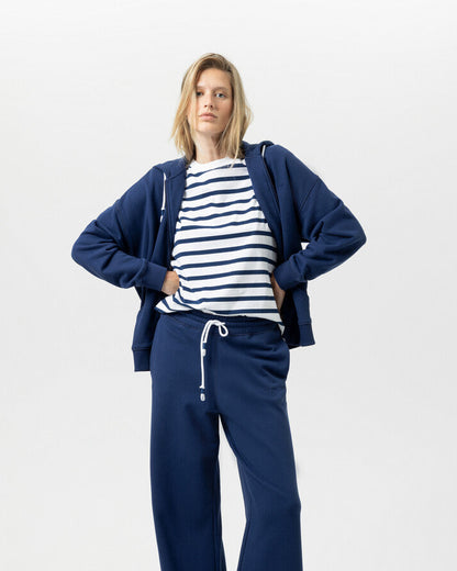 T-skjorte loungewear Mey breezy stripes, blå navy striper bomull cotton, Nattøy undertøy dame norge frilin