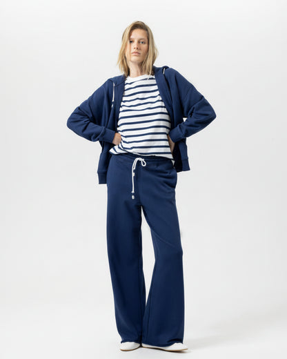 Joggebukse vid løs baggy loungewear Mey mellow cotton, blå navy bomull, Nattøy undertøy dame norge frilin