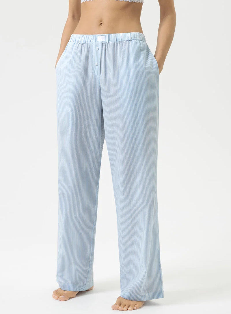 Nattøy bukse pysjbukse pysjamas bomull blå striper, Mey cotton stripes, Frilin undertøy norge