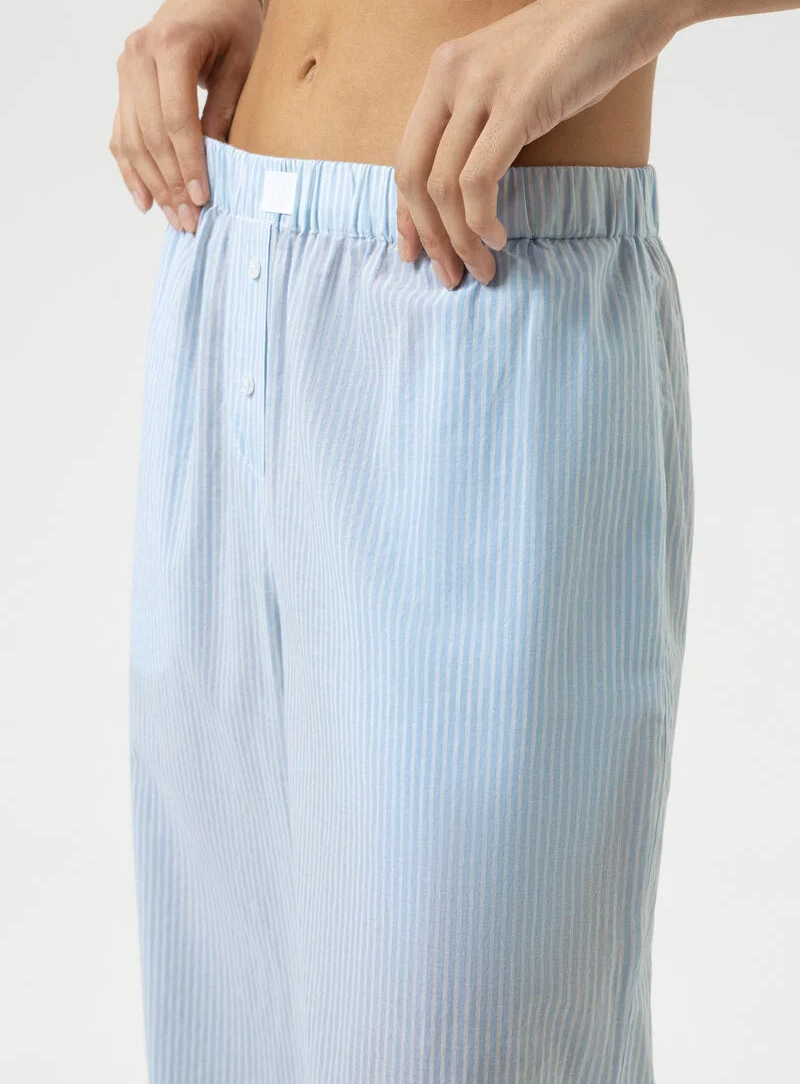 Nattøy bukse pysjbukse pysjamas bomull blå striper, Mey cotton stripes, Frilin undertøy norge