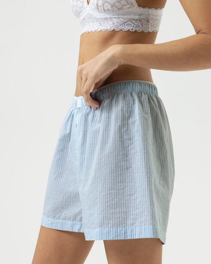 Nattøy shorts pysj bomull blå striper, Mey cotton stripes, Frilin undertøy norge