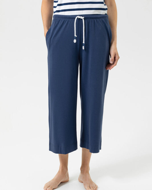 Joggebukse nattbukse pysjamas pysj capri culotte Mey, blå navy bomull cotton, Nattøy undertøy dame norge frilin