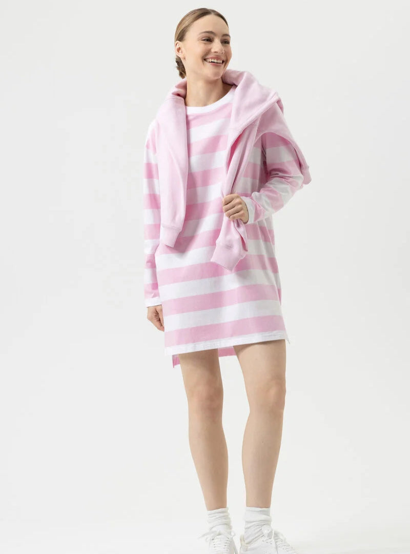 Nattkjole striper langermet Mey, rosa soft pink bomull cotton, Nattøy undertøy dame norge frilin