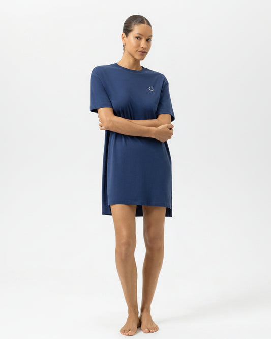 Nattkjole T-skjorte oversized Mey solid love, blå navy bomull cotton, Nattøy undertøy dame norge frilin
