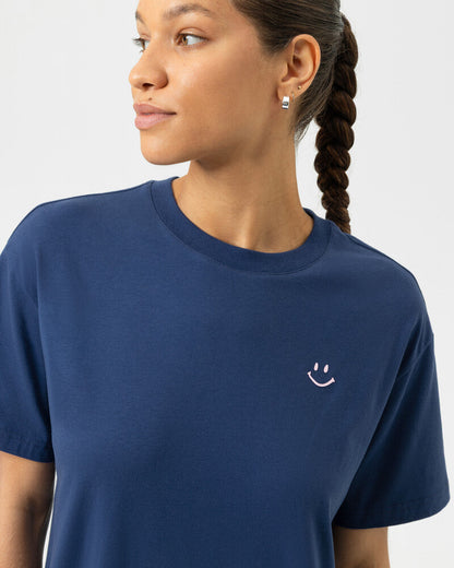Nattkjole T-skjorte oversized Mey solid love, blå navy bomull cotton, Nattøy undertøy dame norge frilin