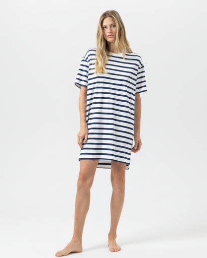 Nattkjole T-skjorte oversized Mey breezy stripes, blå navy bomull cotton, Nattøy undertøy dame norge frilin