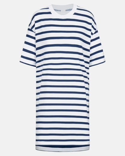 Nattkjole T-skjorte oversized Mey breezy stripes, blå navy bomull cotton, Nattøy undertøy dame norge frilin