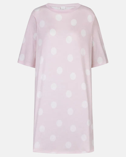 Nattkjole med korte ermer bomull modal Mey rosa pretty dots pink, nattøy norge dame frilin