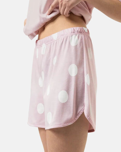 Shorts pysjamas sett t-skjorte, bomull modal Mey rosa pretty dots pink, nattøy norge dame frilin