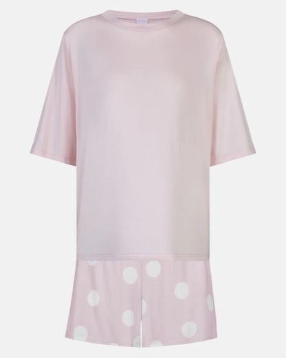 Shorts pysjamas sett t-skjorte, bomull modal Mey rosa pretty dots pink, nattøy norge dame frilin
