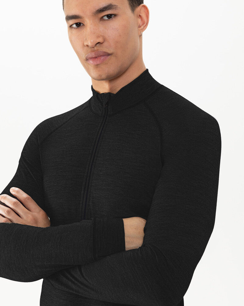 Ullundertøy herre genser med hals trøye ull virgin wool, Prfrmnc+ Mey svart black, Frilin undertøy norge menn