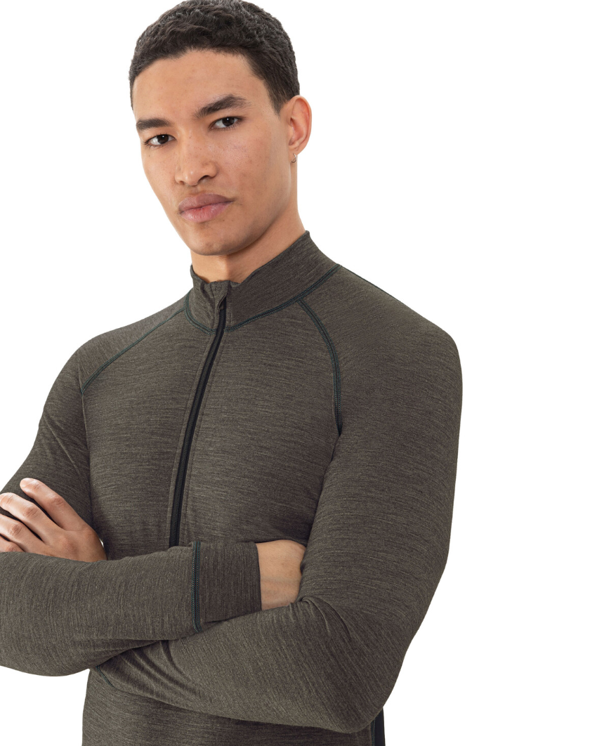 Ullundertøy herre genser med hals trøye ull virgin wool, Prfrmnc+ Mey grønn olive, Frilin undertøy norge menn