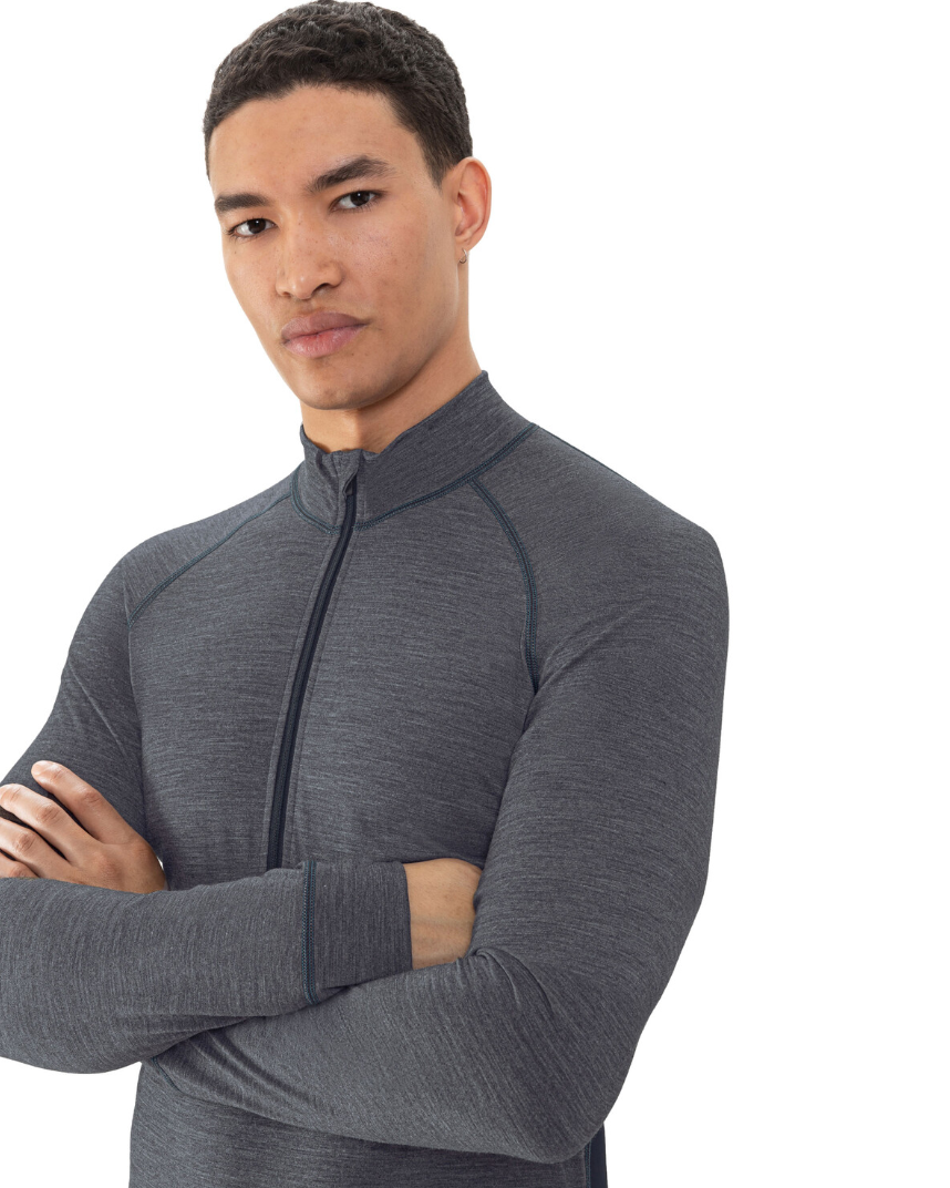 Ullundertøy herre genser med hals trøye ull virgin wool, Prfrmnc+ Mey grå, Frilin undertøy norge menn