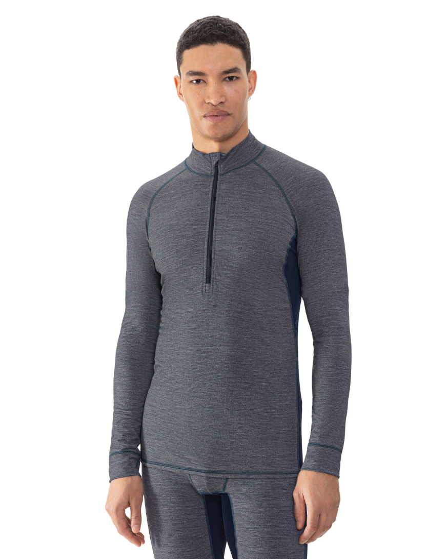 Ullundertøy herre genser med hals trøye ull virgin wool, Prfrmnc+ Mey grå, Frilin undertøy norge menn