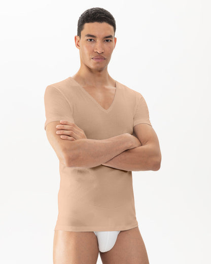 T-skjorte V-neck Undertøy herre mann, trøye Dry cotton breeze Mey, bomull hvit beige nude light skin, frilin norge