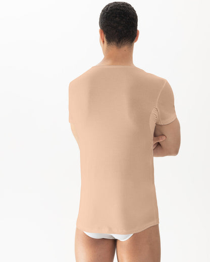 T-skjorte V-neck Undertøy herre mann, trøye Dry cotton breeze Mey, bomull hvit beige nude light skin, frilin norge