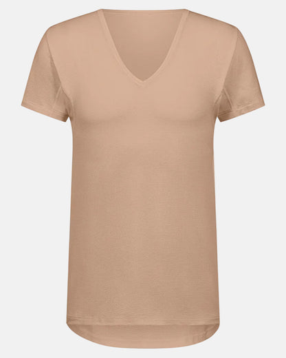 T-skjorte V-neck Undertøy herre mann, trøye Dry cotton breeze Mey, bomull hvit beige nude light skin, frilin norge