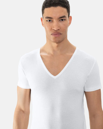 T-skjorte V-neck Undertøy herre mann, trøye Dry cotton breeze Mey, bomull hvit beige nude light skin, frilin norge