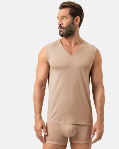 Tank shirt Undertøy herre mann, trøye Dry cotton breeze Mey, bomull hvit beige nude light skin, frilin norge